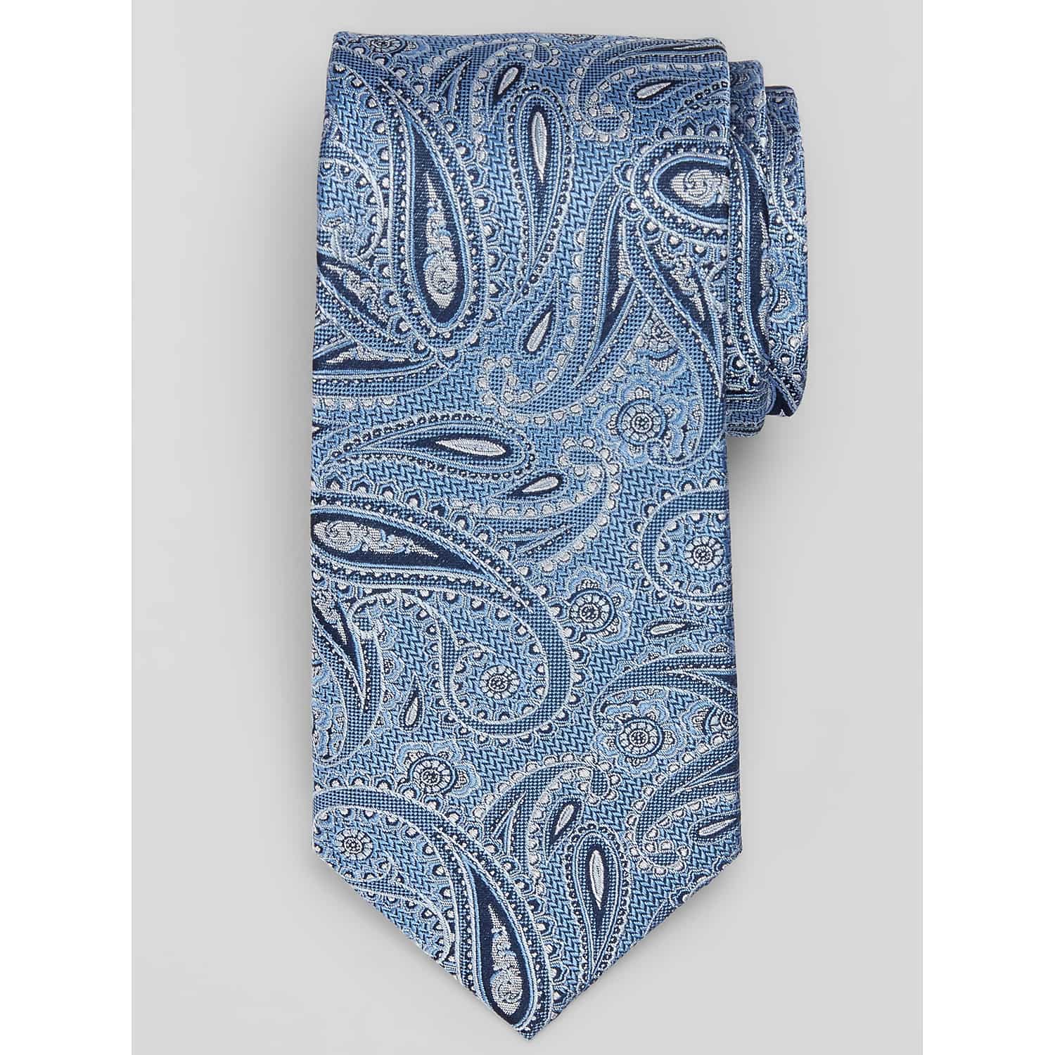 Joseph Abboud Slim Paisley Tie in Blue – Extra Long 100% Silk Men’s Neck Tie for Suits, Dress Shirts and Formal Events