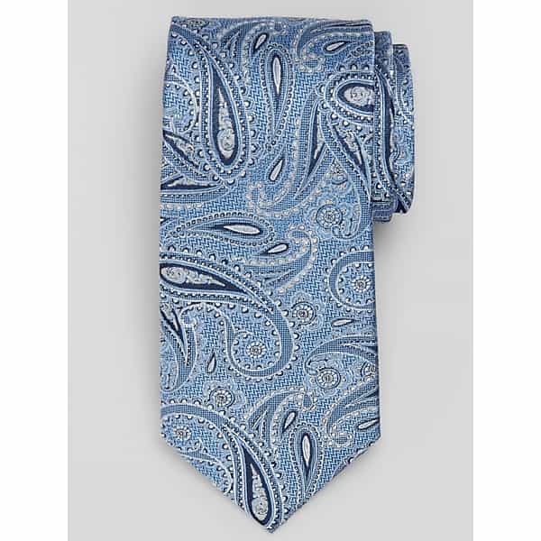 Joseph Abboud Slim Paisley Tie in Blue – Extra Long 100% Silk Men’s Neck Tie for Suits, Dress Shirts and Formal Events