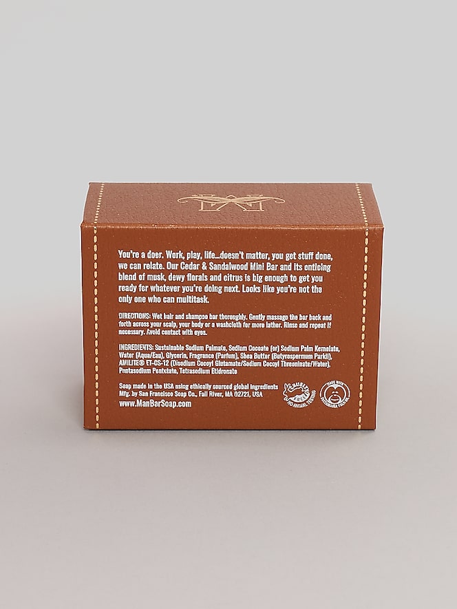 San Francisco Soap Co. Hair + Body Man Bar Cedar Sandalwood Mini Bar Soap