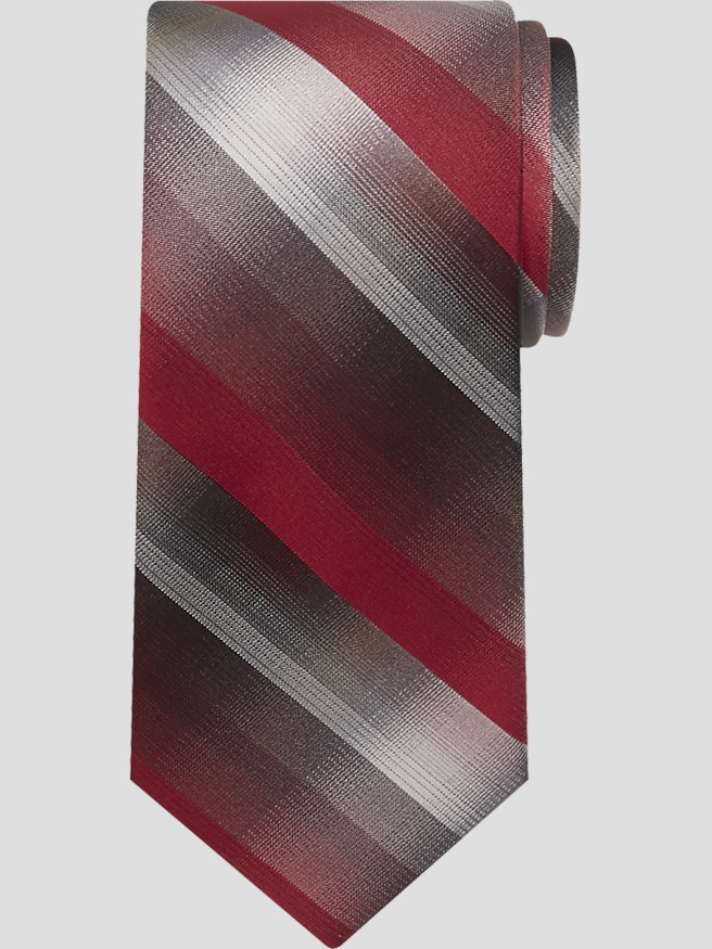 Pronto Uomo Big & Tall Men's Ombre Plaid Tie , Burgundy