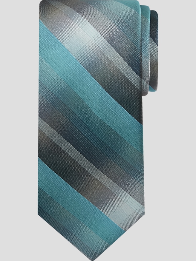 Pronto Uomo Men's Ombre Plaid Tie , Teal / Blue