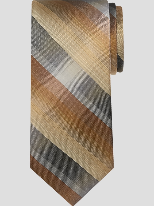 Pronto Uomo Men's Ombre Plaid Tie , Gold / Metallic