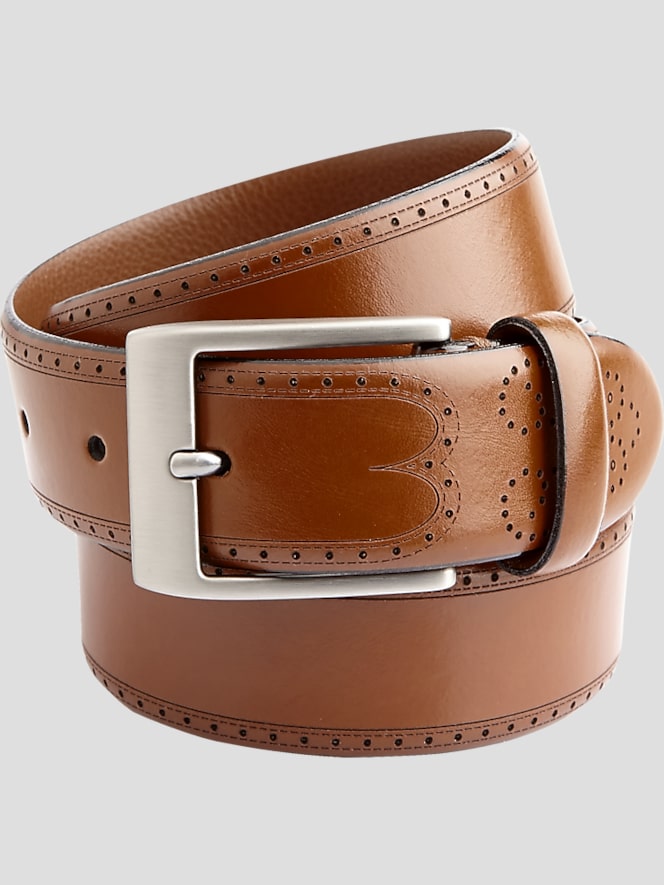 Joseph Abboud Feather Edged Laser Detail Leather Belt