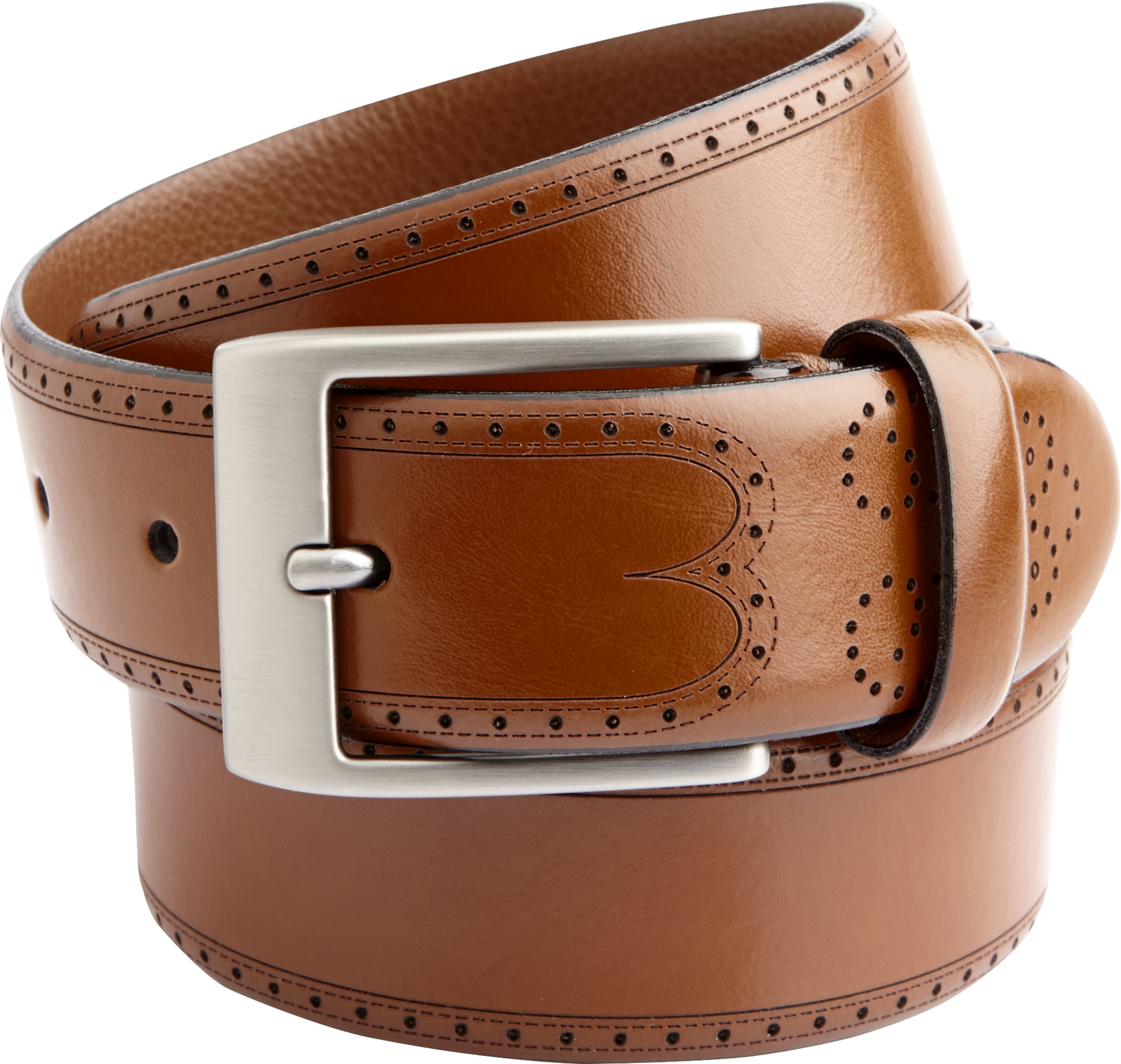 Feather Edged Laser Detail Leather Belt