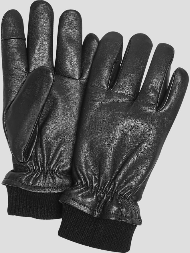 Joseph Abboud Ribbed Cuff Leather Gloves