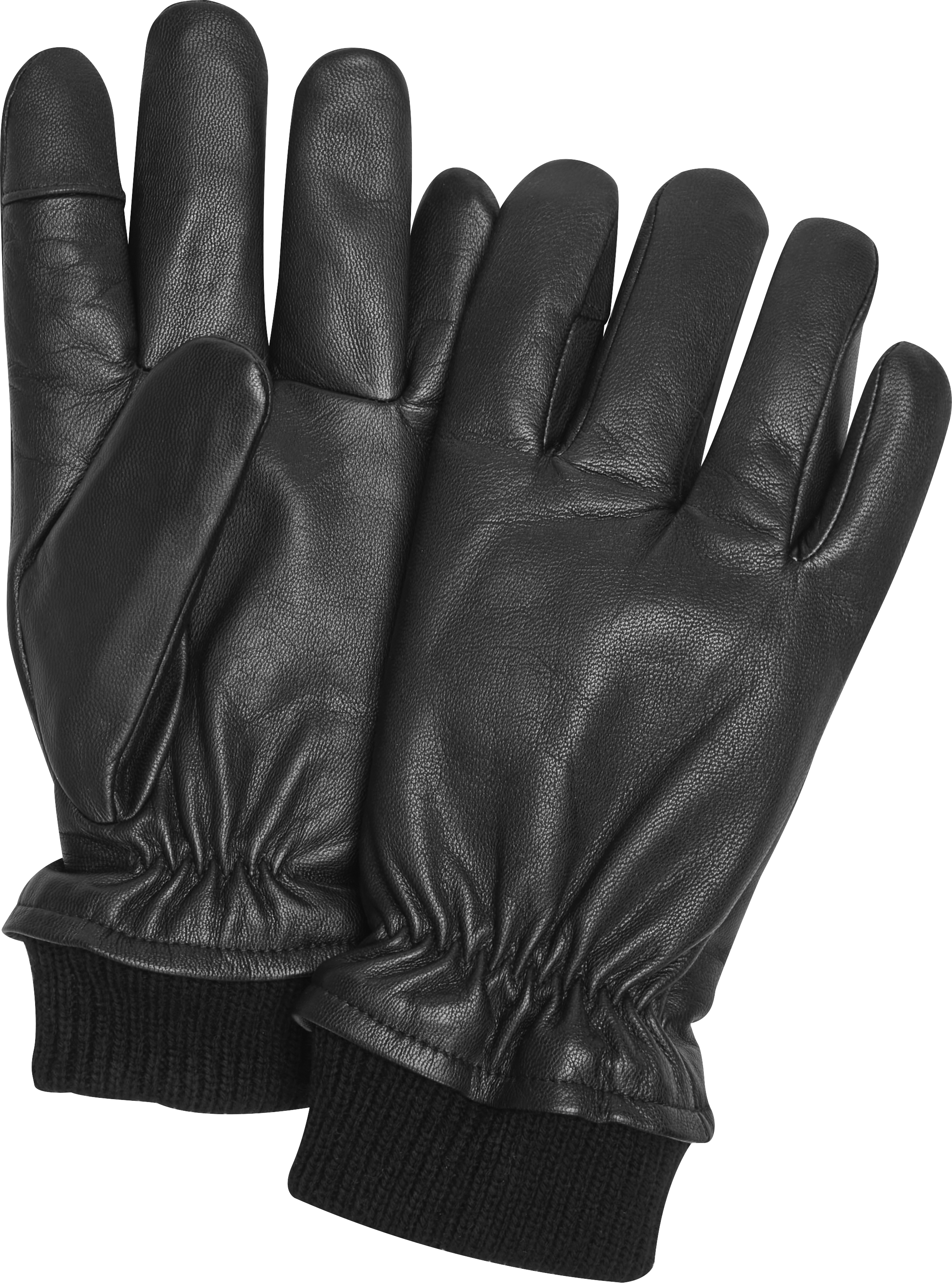 Ribbed Cuff Leather Gloves