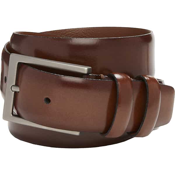 Joseph Abboud Men's Double Loop Marbleized Leather Belt Brown - Size: 42 Waist