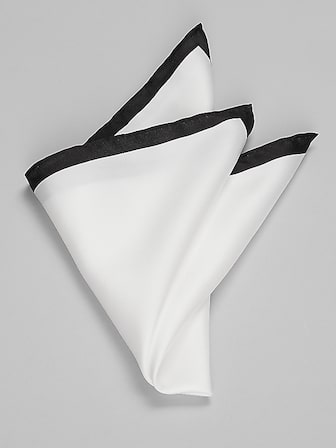 11-Pack White & Black Silk Pocket Squares For Men With Holder - Suit Handkerchiefs For Weddings & Business
