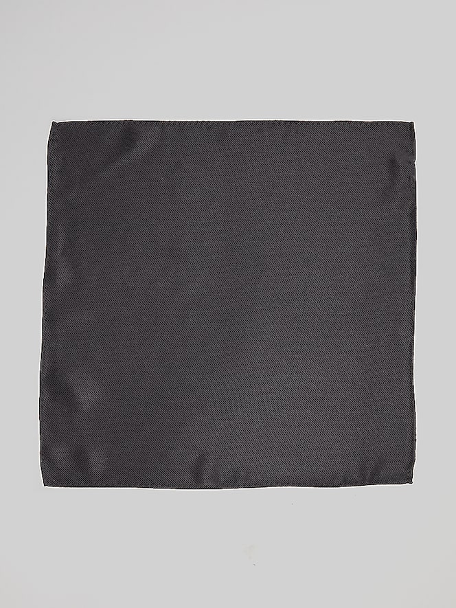 Pronto Uomo Woven Vertical Stripe Pocket Square, Black - Image 2 of 2