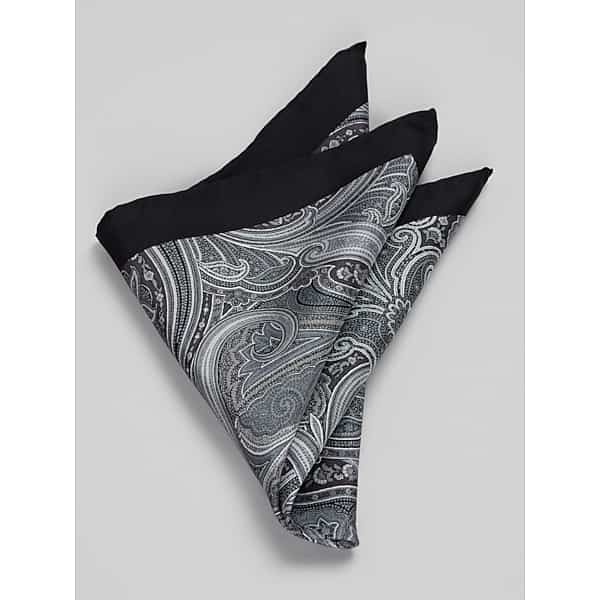 Joseph Abboud Men's Paisley Pocket Square Black - Size: One Size