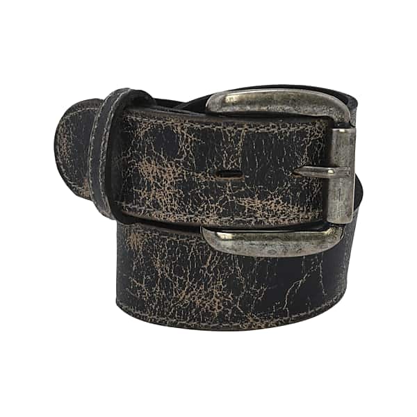 Bedstu Men's Meander Distressed Leather Belt Black - Size: 36 Waist TMW821736002