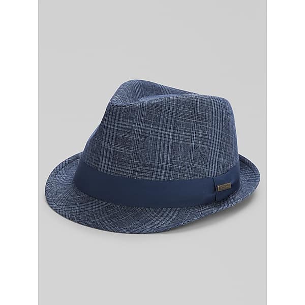 Biltmore Men's Plaid Fedora Navy - Size: Large