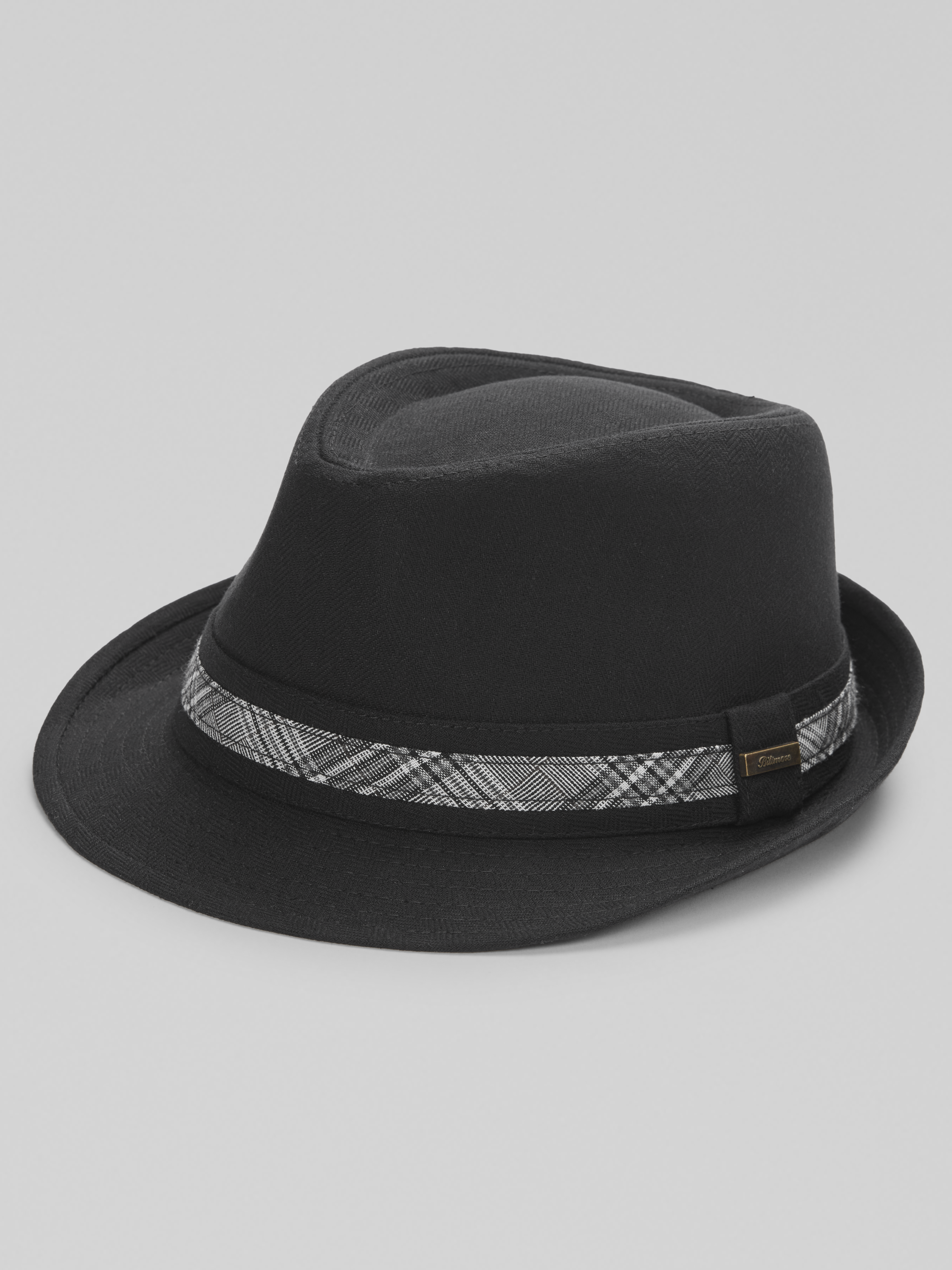 Linen Blend Plaid Band Fedora