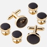 Pronto Uomo Round Pearl Sterling Silver Cufflinks & Studs Set
