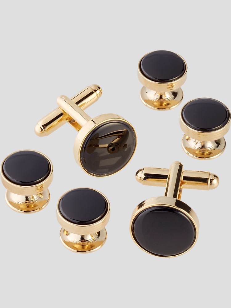 Pronto Uomo Round Pearl Sterling Silver Cufflinks & Studs
