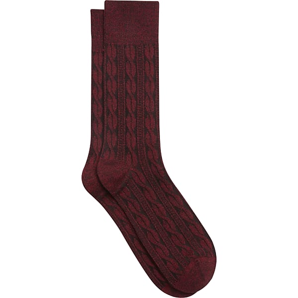 Joseph Abboud Men's Cable Knit Cashmere Blend Socks, 1-pair Rhubarb - Size: One Size TMW82WB80015