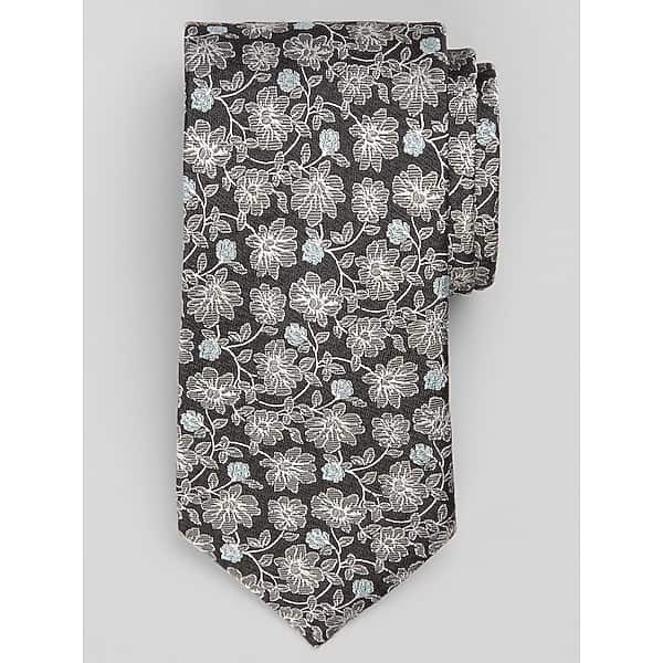 Joseph Abboud Men's Two-Tone Floral Silk Tie Black - Size: One Size