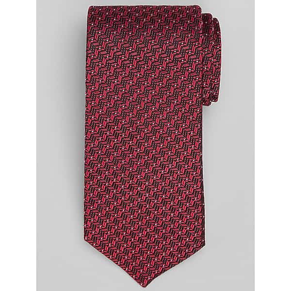 Joseph Abboud Men's Chevron Dot Tie Red - Size: One Size