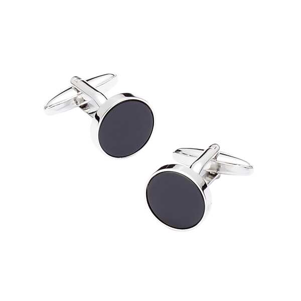Pronto Uomo Men's Circle Onyx Cufflinks Silver - Size: One Size - Only Available at Men's Wearhouse TMW82ZB80025
