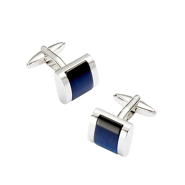 Pronto Uomo Men's Square Blue Glass Cufflinks Silver - Size: One Size - Only Available at Men's Wearhouse TMW830B80025