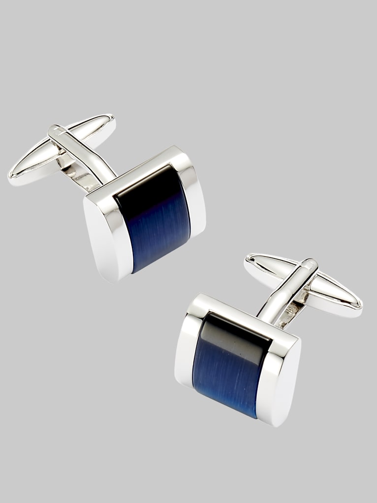 Pronto Uomo Square Blue Glass Cufflinks