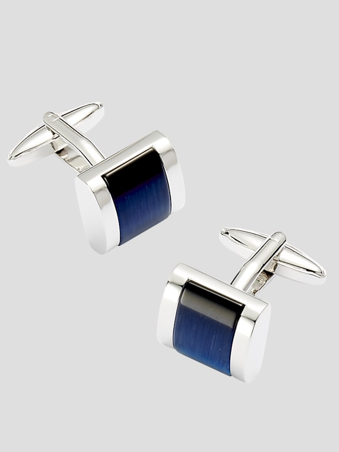 Pronto Uomo Square Blue Glass Cufflinks