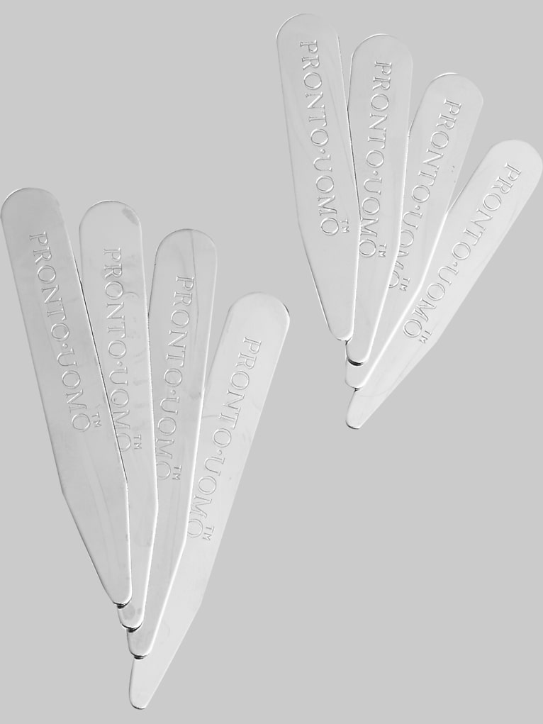 Pronto Uomo Stainless Steel Collar Stays, 8-pack