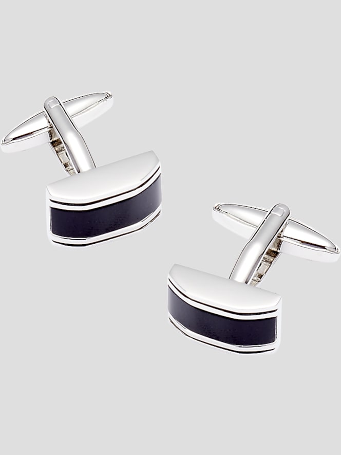 Pronto Uomo Rectangle Black Enamel Cufflinks