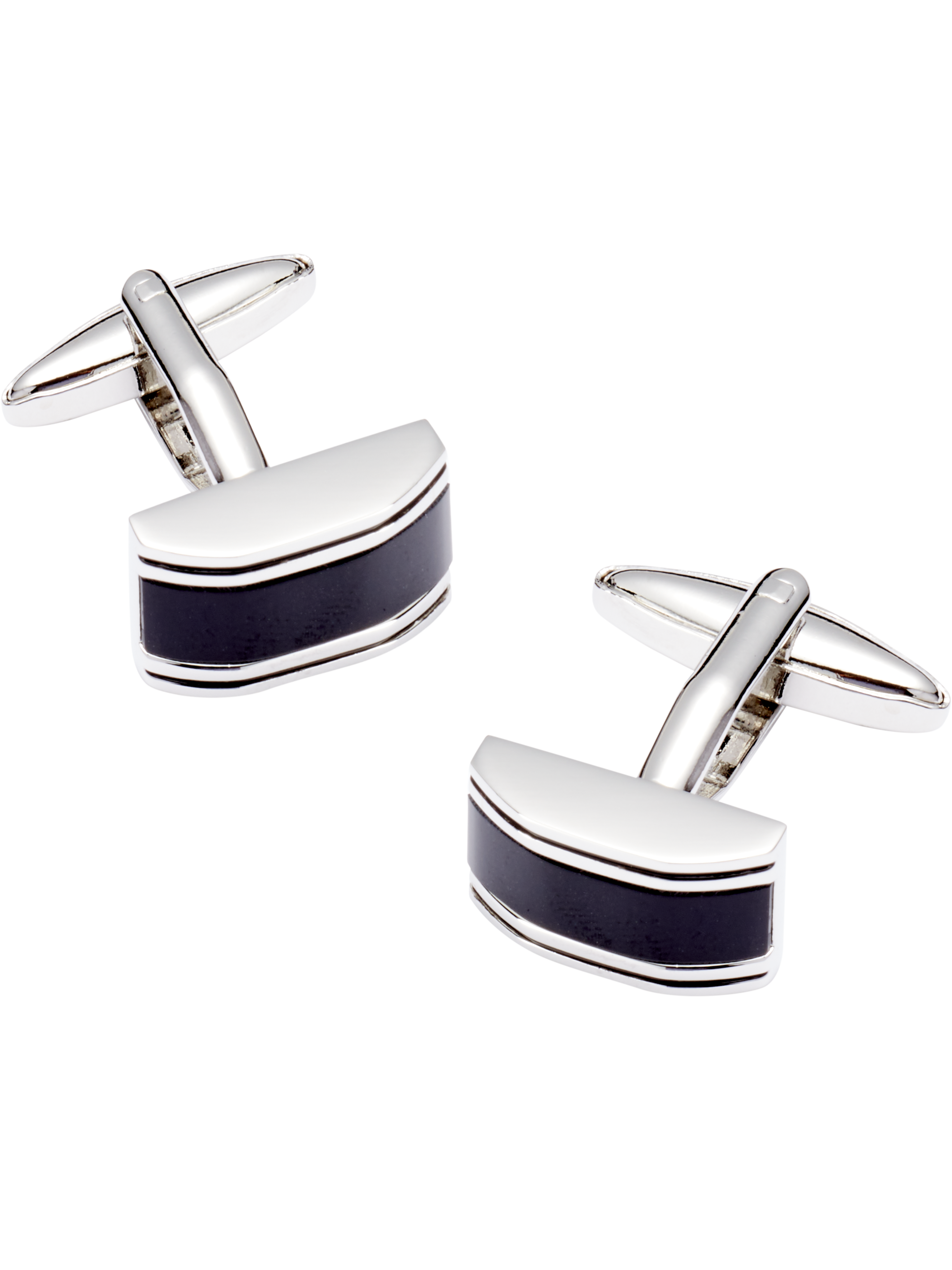 Rectangle Black Enamel Cufflinks