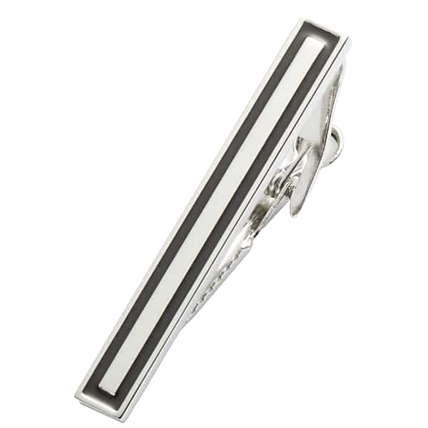 Pronto Uomo Men's Black Rectangular Tie Bar Silver - Size: One Size - Only Available at Men's Wearhouse TMW838B80025