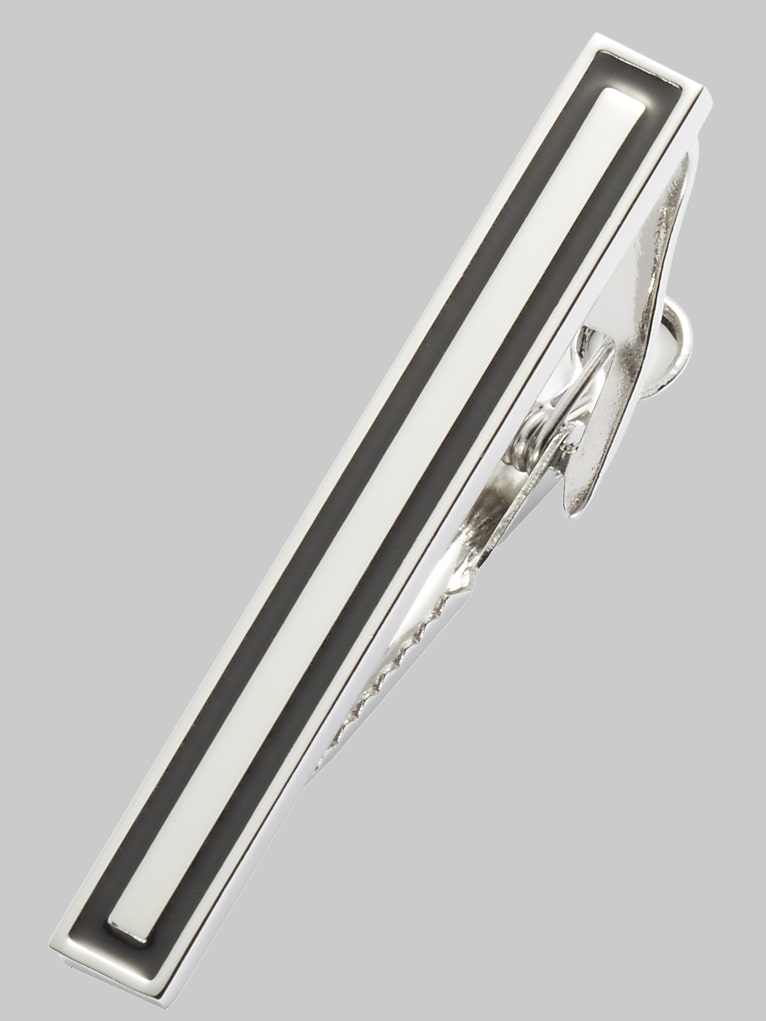 Pronto Uomo Black Rectangular Tie Bar