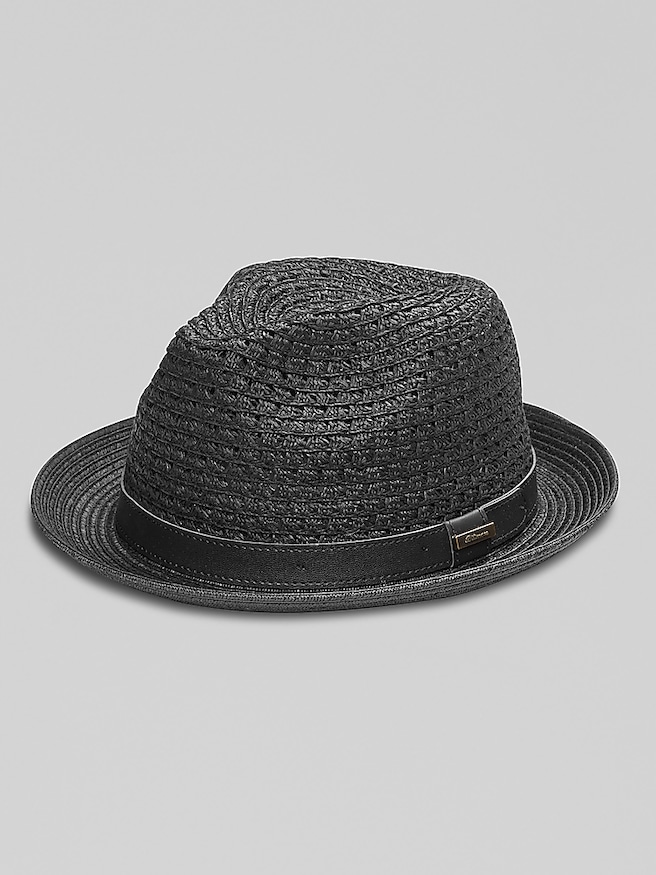 Biltmore Men's Faux Leather Band Fedora , Black