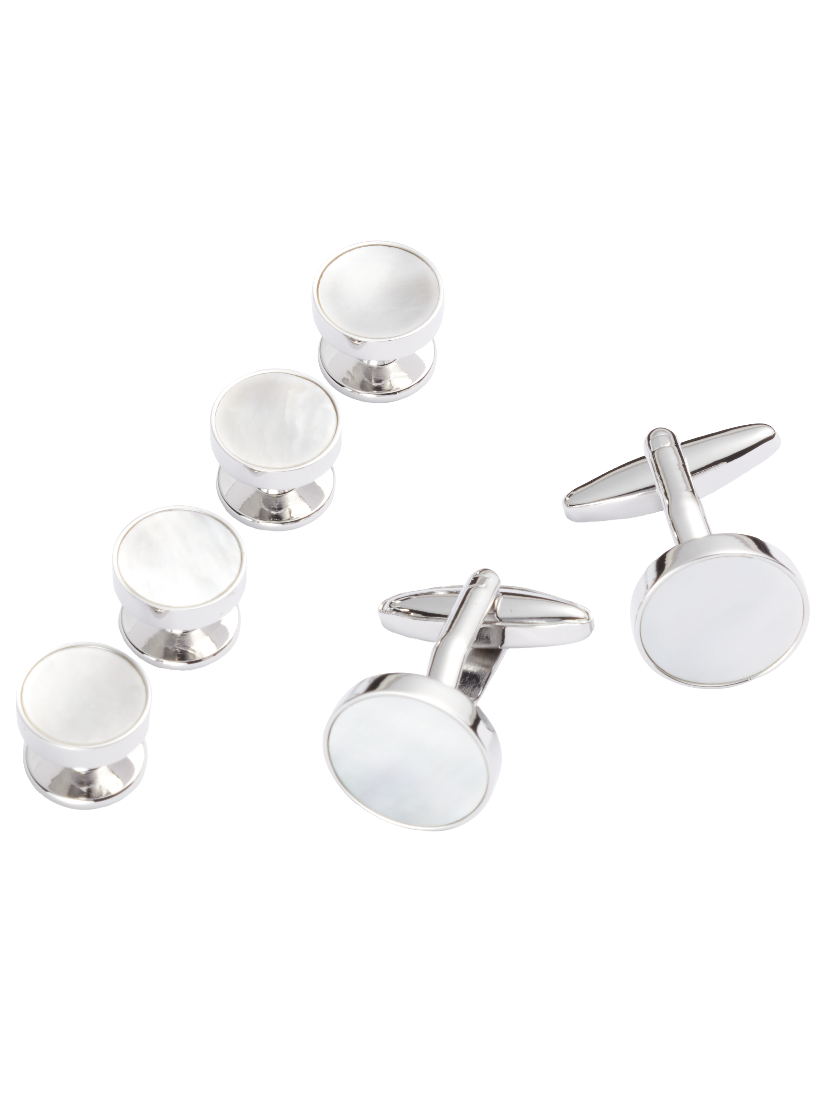 Mother-Of-Pearl Circle Cufflink & Stud Set