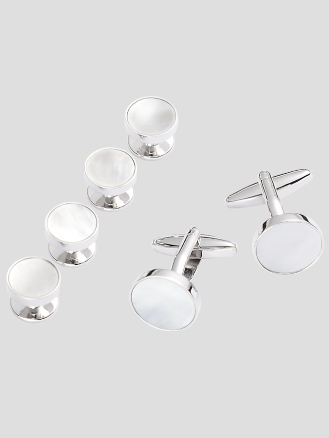 Pronto Uomo Mother-of-Pearl Circle Cufflinks & Studs Set