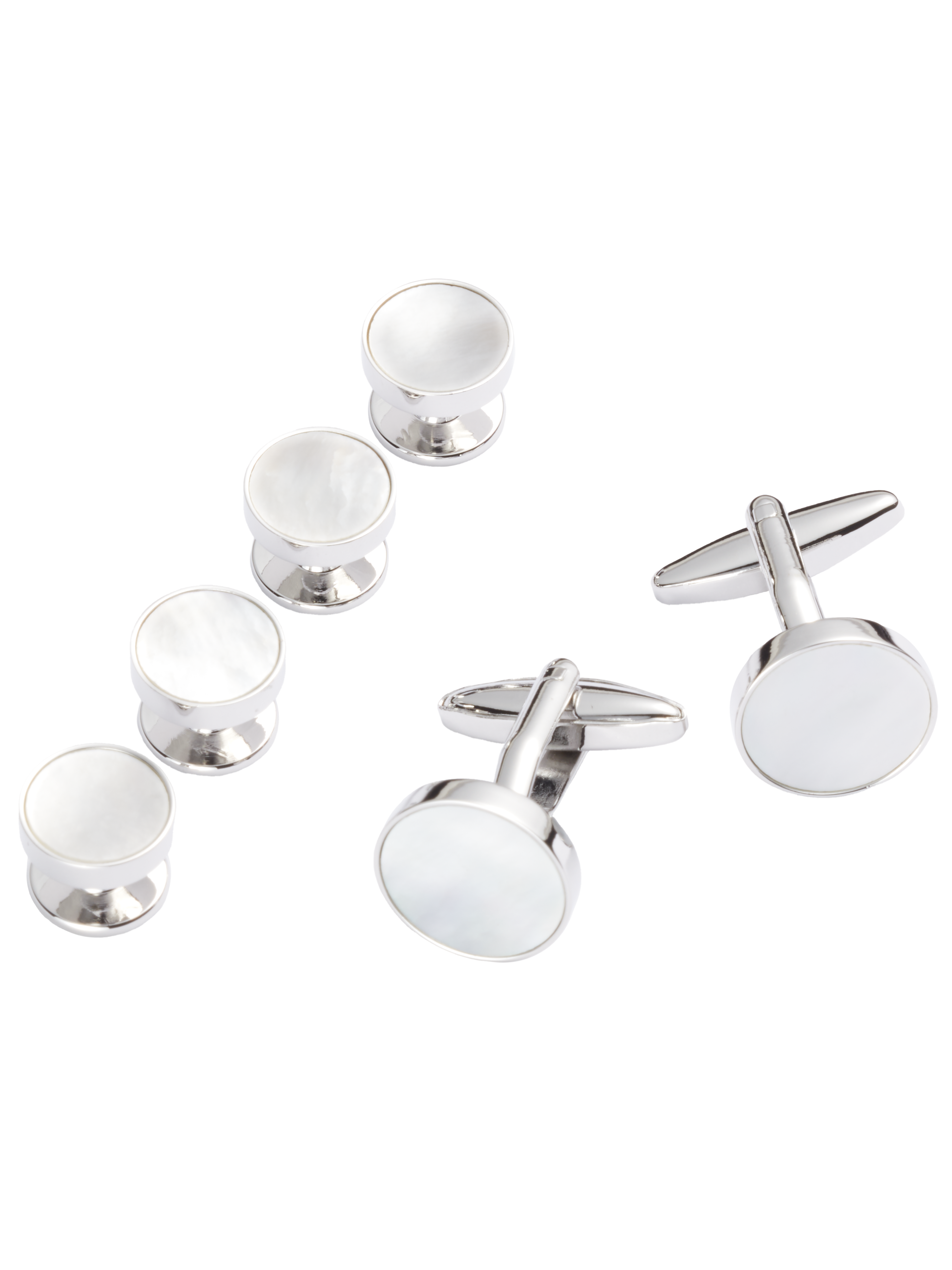 Mother-of-Pearl Circle Cufflinks & Studs Set