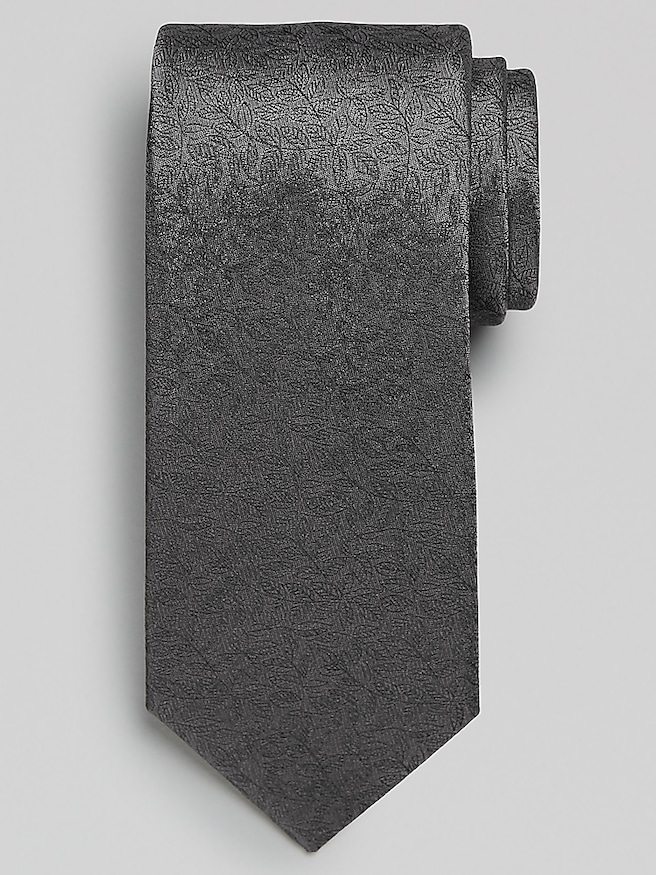 Calvin Klein Men's Narrow Lucy Floral Tie , Charcoal / Gray