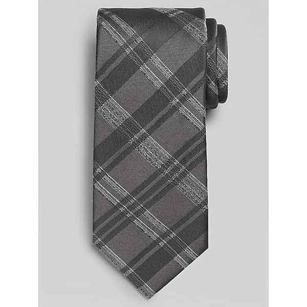 Calvin Klein Men's Narrow Tonal Plaid Tie Charcoal - Size: One Size TMW83BW80020