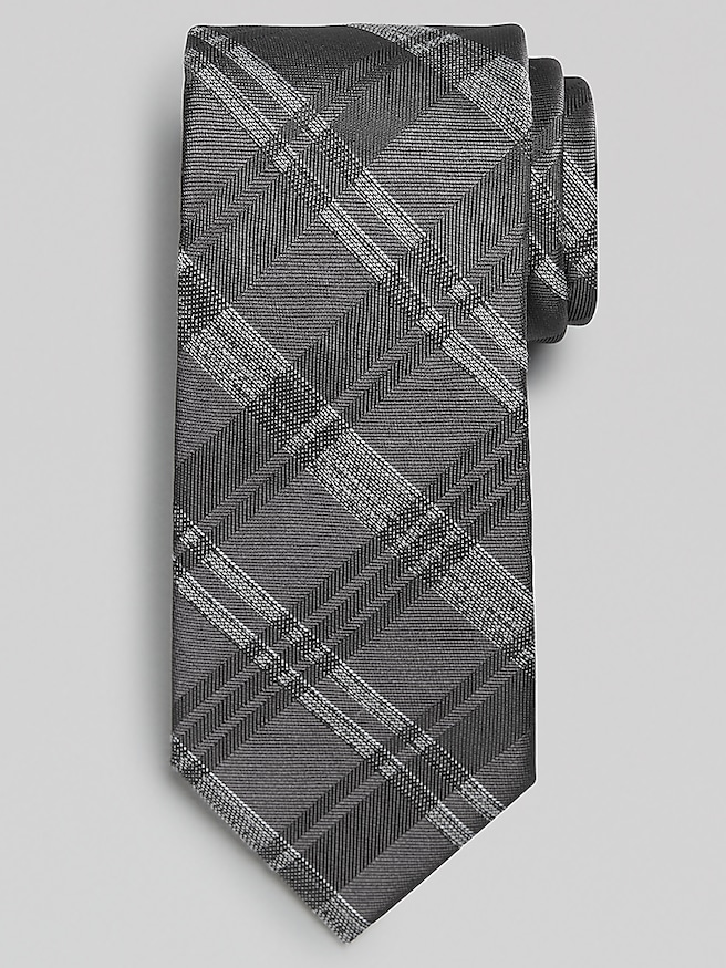 Calvin Klein Men's Narrow Tonal Plaid Tie , Charcoal / Gray