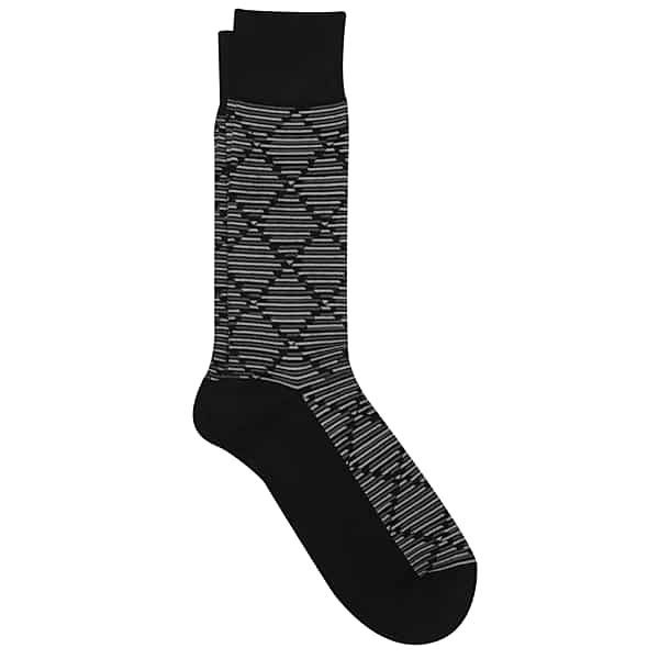 Pronto Uomo Men's Diamond Stripe Socks, 1-pair Black - Size: One Size - Only Available at Men's Wearhouse TMW83FB80002