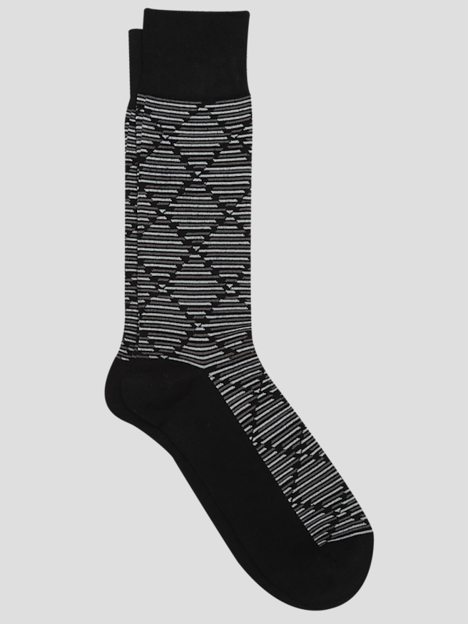 Pronto Uomo Men's Diamond Stripe Socks, 1-pair , Black