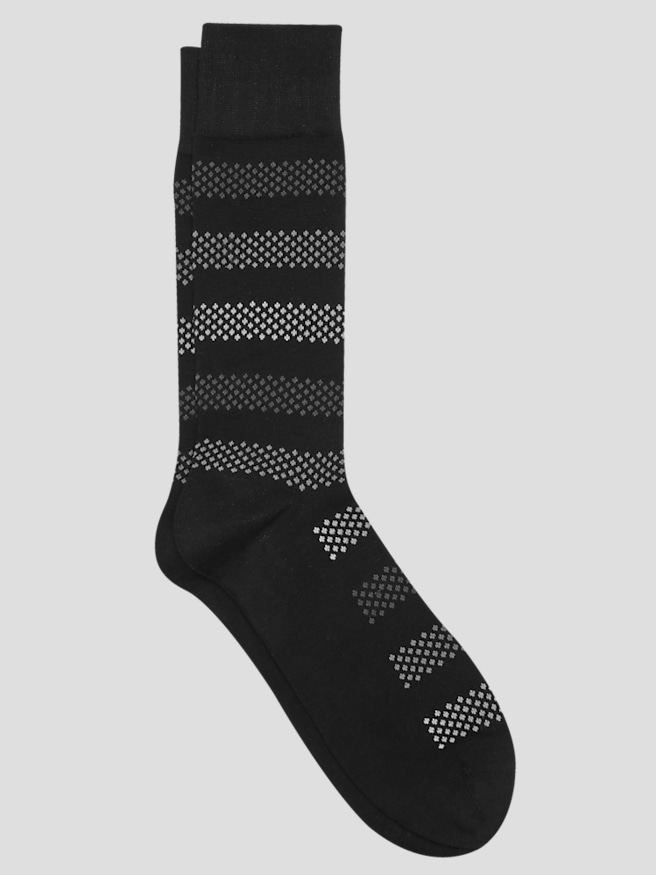 Pronto Uomo Men's Geometric Dots and Stripes Socks, 1-pair , Black