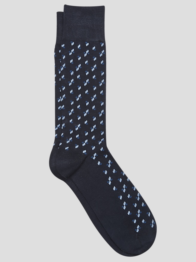 Pronto Uomo Men's Small-Pattern Socks, 1-pair , Blue