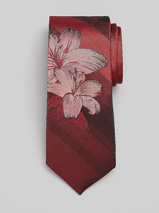 Egara Hibiscus Stripe Tie Red