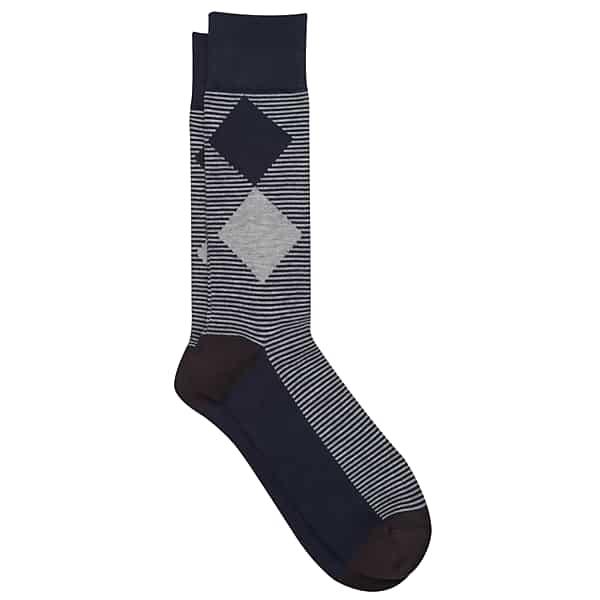 Pronto Uomo Men's Argyle and Stripe Socks, 1-pair Blue - Size: One Size - Only Available at Men's Wearhouse TMW83MB80001