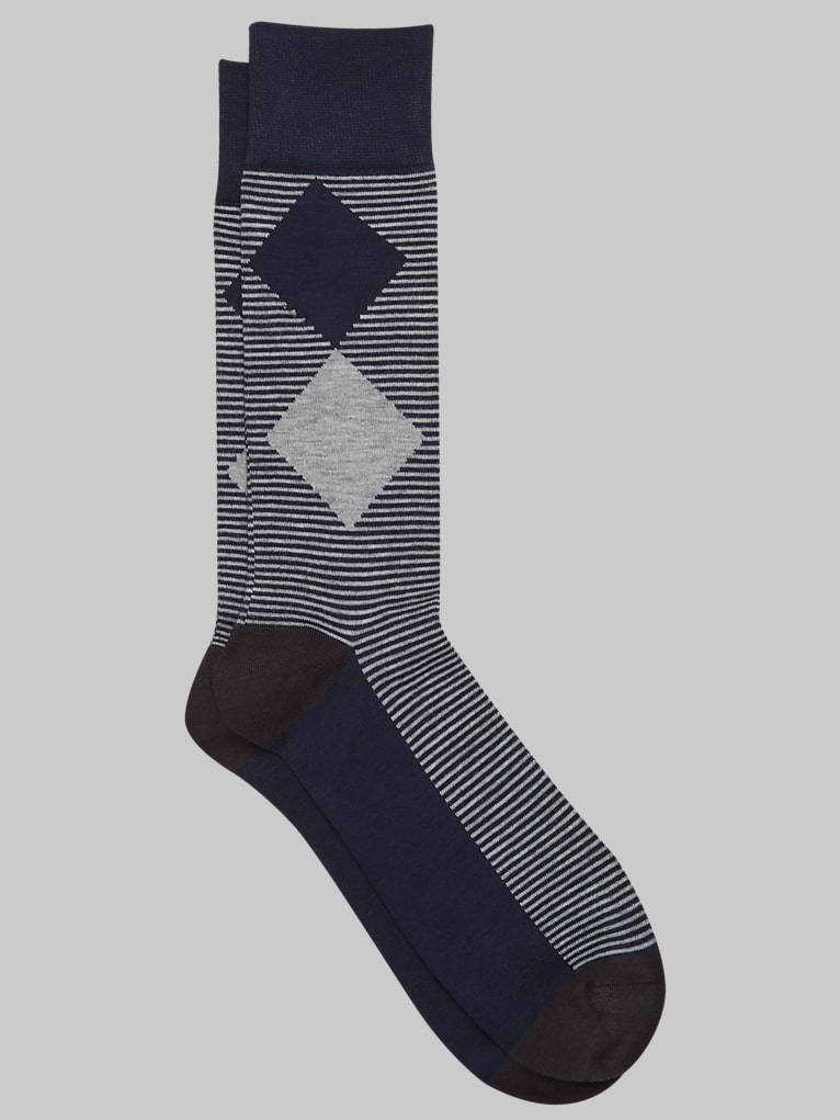 Pronto Uomo Argyle and Stripe Socks, 1-pair
