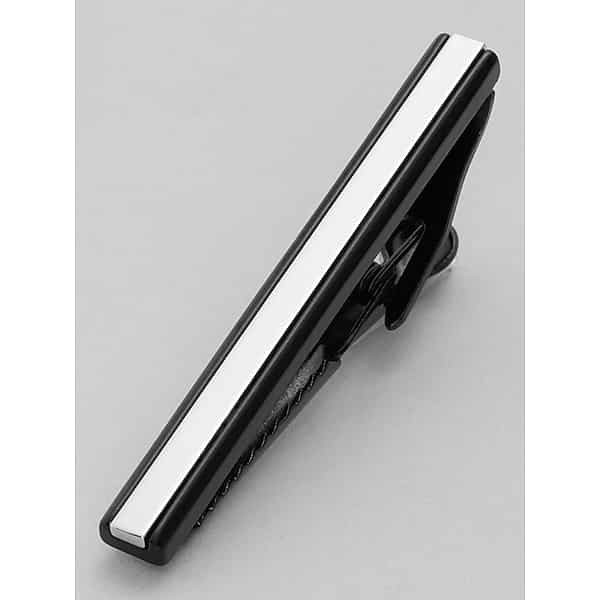 Pronto Uomo Men's Inset Tie Bar Blk/Silver - Size: One Size - Only Available at Men's Wearhouse