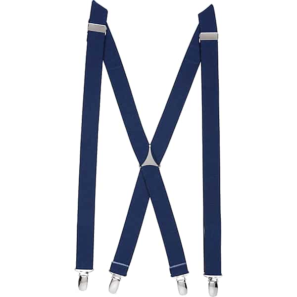 Egara Men's Adjustable Solid Clip Suspenders Blue - Size: One Size