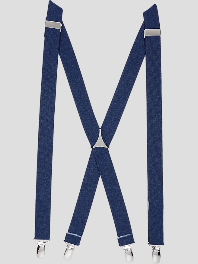 Egara Men's Adjustable Solid Clip Suspenders , Blue