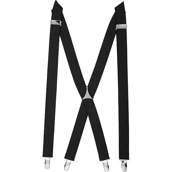 Egara Men's Adjustable Solid Clip Suspenders Black - Size: One Size