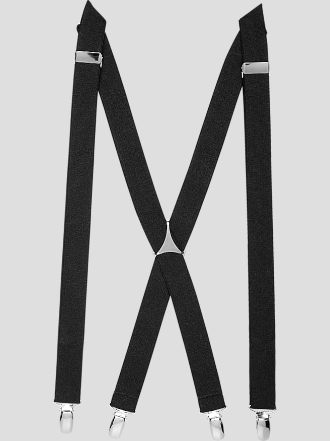 Egara Men's Adjustable Solid Clip Suspenders , Black